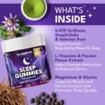 Sleep Gummies for Adults | 4-Month Supply Sugar Free, Vegan – with Natural 5HTP Griffonia Seed & Valerian Root Extract, Magnesium, L-Theanine, Glycine | Grape Flavour Sleep Supplement, 120ct - Image 3