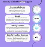 Myo-Inositol & D-Chiro Inositol Blend Capsule, Vitamin D3, Lions, Chaga, Ashwagandha, Folate, PCOS Support Supplement, Hormonal Balance, Healthy Ovarian Function Support for Women, 120 Caps - Image 5