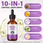 Cortisol Supplements for Women and Men with Magnesium, Ashwagandha, L-Theanine, 10 in 1 Cortisol Detox Manager Reducer, Hormone Balance Liquid Drops - Mood, Focus, Sleep - Blueberry Flavor(2.02 fl.oz) - Image 4