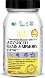 NHP Advanced Brain & Memory Support - Vegan, Active Nutrients for Cognitive Function, Mental Performance, Focus, and Memory-Contains B Vitamins, Phosphatidyl Serine, Antioxidants 60 Vegan Capsules - Image 3