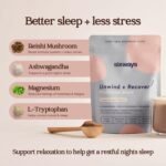 Sixways Unwind and Recover Sleep Drink 30 Servings, Cacao Flavour, Ashwagandha Powder, Hormone and Anxiety Aid, Magnesium, Reishi Mushroom, Vegan, Gluten Free, Magnesium Infused for Relaxation - Image 3