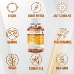 Energy Boost - Pre Workout, Caffeine, Ginseng, VIT C, L-Carnitine, Beta-Alanine, Chewable Gummies for Men & Women - 60 Gummies - Orange Flavour, Suitable for Vegans - Image 3