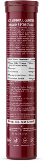 Vitaminnica ACV 5in1 Moringa Effervescent Tablets- 1100mg | Green Apple Flavor | Natural Energy & Immunity Booster with Antioxidants to Control Cravings -15 Tablets (2) - Image 3