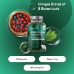 Super Green Gummies | 90 Vegan Multivitamin Gummies | Blend of 8 Botanicals | with Vitamin B12, B3, B6, B5 & Folic Acid | Added 1.5mg Zinc | Gluten-Free Greens Supplement - Image 3