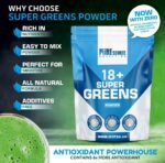 PSN Vegan Super Greens Powder 18 Superfoods Supergreens Blend with Green Tea, Maca, Inulin, Wheat Grass, Alfalfa, Barley Grass, Moringa, Spirulina, Hemp Seed Powder (250g, Unflavoured) - Image 4
