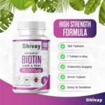 Biotin 10,000mcg Supplement | 180 Tablets - 6 Month Supply | High Strength Hair, Skin & Nail Support | Vegan & Made in The UK by Shivay Herbals - Image 5