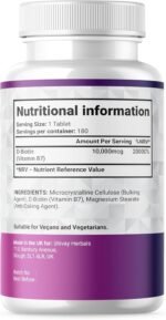 Biotin 10,000mcg Supplement | 180 Tablets - 6 Month Supply | High Strength Hair, Skin & Nail Support | Vegan & Made in The UK by Shivay Herbals - Image 6