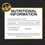 Lion’s Mane Mushroom 1000mg – 24:1 Ultra Potent Extract – 60 Vegan Capsules – Supports Memory, Focus, Mental Clarity & Cognitive Health – No Fillers, Non-GMO - Image 9