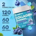 Marine Collagen Gummies, Hydrolysed Collagen Peptides w/Biotin, Hyaluronic Acid & Vitamin C, Collagen Supplements for Women & Men, Collagen for Skin, Hair & Nails (One Size, Blueberry) - Image 4