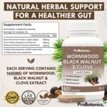 Wormwood Black Walnut and Clove 1440mg Per Serving, Digestive Intestinal Detox Cleanse for Humans | Herbal Supplement for Gut Cleanse and Digestive Health - 60 Capsules - Image 3