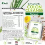 Colon Cleanse Detox Complex - 90 Vegan Capsules - 11 Prebiotic, Fibre & Herbal Ingredients - Psyllium Husk, Aloe, Dandelion & More - Made in The UK - Nu U Nutrition - Image 3
