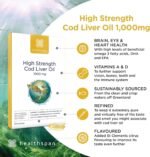 Healthspan Cod Liver Oil 1,000mg | Rich in Omega 3 Fatty Acids DHA & EPA | Brain, Eyes & Heart Health | Vitamin A & D3 | Vision, Bones, Teeth & Immune | Sustainably Sourced (240 Capsules) - Image 3