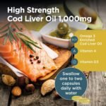 Healthspan Cod Liver Oil 1,000mg | Rich in Omega 3 Fatty Acids DHA & EPA | Brain, Eyes & Heart Health | Vitamin A & D3 | Vision, Bones, Teeth & Immune | Sustainably Sourced (240 Capsules) - Image 5