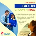 Biotin Hair Growth MAX 12000 mcg British Made by SMUG Supplements - 365 Micro Tablets - One Year Supply - Vegan Hair, Nail and Skin Vitamin Support - Suitable for Men and Women - Image 3