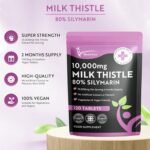 Milk Thistle Tablets 80% Silymarin High Strength 10,000mg Per Serving 2 Months Supply, 120 Vegan Tablets - Milk Thistle Capsules Alternative - Premium Supplement Made in UK - Image 3