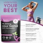 Milk Thistle Tablets 80% Silymarin High Strength 10,000mg Per Serving 2 Months Supply, 120 Vegan Tablets - Milk Thistle Capsules Alternative - Premium Supplement Made in UK - Image 4