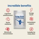 30 Ginkgo Biloba & Ginseng Tablets | 1,560mg per Tablet | High Strength Vegan Supplement (from 120mg Ginkgo Biloba Extract & 120mg Ginseng Extract) | for Clarity, Memory & Focus | 1 Month's Supply - Image 3