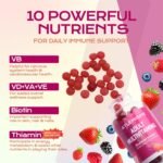 Adults Multivitamin Gummies,Mixed Berry Flavor,Essential Daily Vitamins A, C, D2, E, B6, Biotin & Zinc for Teens and Adults, 120 Count, 3g Each,Gelatin Free,Gluten-Free,Non-GMO - Image 4