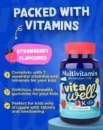 Vitawell Kids Multivitamin Gummies - 120 Natural Strawberry Flavour (4 Month Supply) | Chewable Kids Multivitamin Chews | Vitamin D3, A, E, C, B6, B12 | No Artificial Colours, Flavours, Preservatives - Image 4