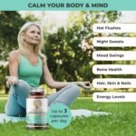 Menopause & Perimenopause Support – Hormonal Harmony to Help Reduce Hot Flushes, Night Sweats & Mood Swings – Cortisol Reducing Supplement – 90 Vegan Caps – Glass Bottle – UK Made – GMP Cert - Image 3