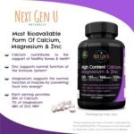 Calcium Magnesium Zinc - Essential Mineral Supplement - 240 Vegan Caplets - for Immune Support and Bone Strength - for Adults Women and Men - by NextGenU - Image 3