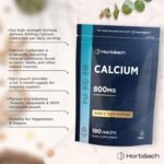 Calcium Tablets 800mg | High Strength Calcium Carbonate Supplement for Men & Women | 180 Vegan Tablets | Horbaach - Image 4