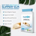 Health4All Slippery Elm 300mg 90 Capsules, Digestive Health & Acid Reflux Support. Vegan Digestive Support Supplement, Slippery Elm Inner Bark Powder, Stomach Soothe, Gluten Free | Made in UK - Image 3