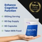Alpha GPC 650mg – High-Potency Nootropic for Focus, Memory, Clarity & Energy – 99% Pure Choline Source – 60 Capsules – Gluten-Free, 60-Day Supply, Third-Party Tested - Image 3