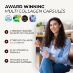 Inspiriko Multi Collagen Supplements for Women - 2000mg Type I, II, III, V & X Hydrolyzed Collagen Peptides - Multi Collagen Capsules with Hyaluronic Acid, Vitamin C, Biotin & Copper. 30 Servings - Image 3