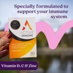 Active Immune Supplement, Vitamin D3, C & Zinc, Vegan, Multivitamin with Zinc 30 Capsules, 1 Month Supply - Image 3