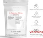 L Theanine High Strength 400mg | 60 Vegan Capsules | Supports Relaxation, Focus & Stress Relief | Fast Absorption | UK Made - Just Vitamins - Image 3
