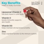 Nutriburst Multivitamins Health & Vitality Gummy Liposomal C B5 B6 B12, D - Plant Based, Sugar Free Supplement - 60 Gummies 1 Month Supply - Healthy Nutrition Suitable for Vegetarians and Vegans - Image 3