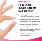 Folic Acid Pregnancy Tablets High Strength Folate Vitamins - 120 Tablets Folic Acid Vegan Prenatal Vitamins for Women 400mcg, Vitamin B9 Prenatal - Pregnancy Supplements - UK Made - Image 3