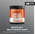 Optimum Nutrition Amino Energy Pre Workout Powder, Energy Drink with Amino Acids, BCAA and L-Glutamine, Food Supplement with Vitamin C and Caffeine, Orange Cooler Flavour, 30 Servings, 270 g - Image 3