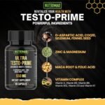 Ultra Test Prime – Zinc, Maca, Selenium, CoQ10, D-Aspartic Acid, Magnesium | 90 Vegan Capsules | Energy, Stamina | Test Supplements for Men | High Strength Gym Supplement - Image 3