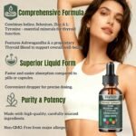 Thyroid Support Supplement for Women and Men - Energy & Focus Formula - Vegetarian & Non-GMO - Iodine, Vitamin B12 Complex, Zinc, Ashwagandha, Selenium, Copper, Coleus Forskohlii, & More - 60ml - Image 3
