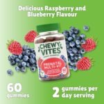 Chewy Vites Women's Prenatal Multivitamin, 60 Multivitamin Gummies, 16 Essential Nutrients with Folic Acid, Iron and Vitamin D, 1 Month Supply, Vegan, Blueberry and Raspberry Flavour - Image 5