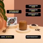Adaptogenic Mushroom Coffee | Lion's Mane, Cordyceps & Ashwagandha | 10 Sachets | Sleep, Focus, Energy | 500mg of Lions Mane, 500mg Cordyceps and 300mg Ashwagandha per Sachet - Image 3