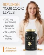 CoQ10 Supplement - Coenzyme Q10 High Strength 200mg - 60 Capsules - Vegan Naturally Fermented Ubiquinone - Co Enzyme CQ10 High Absorption - UK Made - Image 3