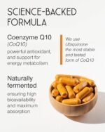CoQ10 Supplement - Coenzyme Q10 High Strength 200mg - 60 Capsules - Vegan Naturally Fermented Ubiquinone - Co Enzyme CQ10 High Absorption - UK Made - Image 4