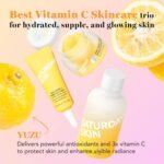 Saturday Skin 3-Piece Skin Care Set - Yuzu Vitamin C Sleep Mask, Bright Toner and Eye Cream Overnight Facial Masks - Korean Beauty Best Vitamin C Skincare Set - Image 3