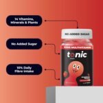 Tonic Health Kids Vitamins Gummies - 14 in 1 Kids Multivitamin with Vitamins A, C, D, E and Zinc, Strawberry Flavour, Month Supply (60 Count), Ages 3-12, No Added Sugar, No Sweeteners, Vegan - Image 3