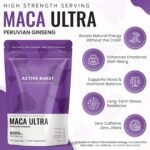 MacaRoot Ultra – Maca Root Capsules 8000mg | Peruvian Ginseng 10:1 Extract | 1.6mg Macamides | Energy, Mood & Hormone Support | Vegan, UK Produced, Lab Tested | 90 Capsules | ActiveBurst Nutrition - Image 3