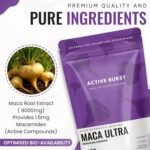 MacaRoot Ultra – Maca Root Capsules 8000mg | Peruvian Ginseng 10:1 Extract | 1.6mg Macamides | Energy, Mood & Hormone Support | Vegan, UK Produced, Lab Tested | 90 Capsules | ActiveBurst Nutrition - Image 4