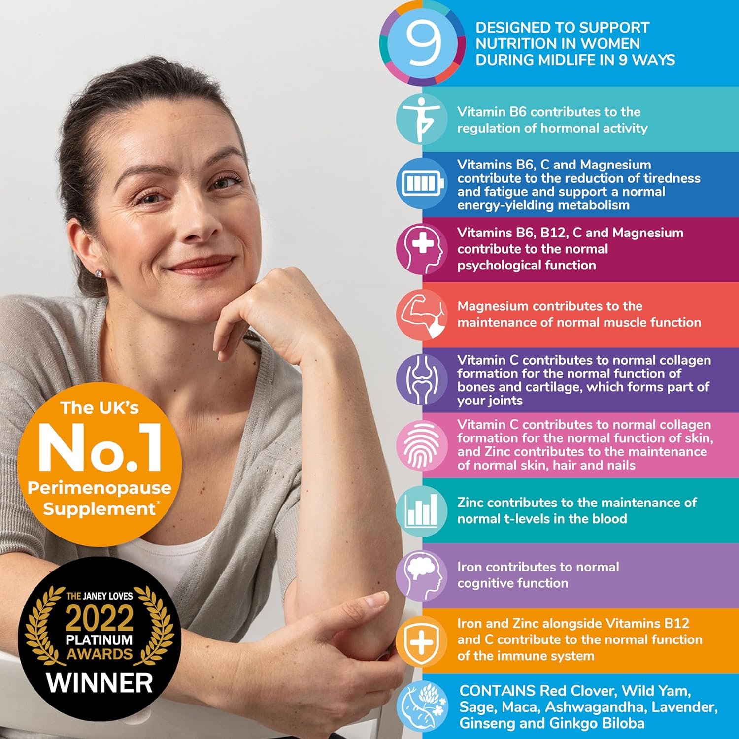 Health & Her Perimenopause Supplements for Women - Wellbeing Support for The Early Stage of Menopause - 2 Month Supply, 120 Capsules - Vegan & Gluten Free - Image 3