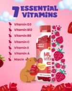 Kids Multivitamin Gummies – 5 Month Supply - 150 Gummies - Packed with Essential Vitamins & Nutrients - Chewable Multivitamins for Children - with Vitamin C, D3, A, E, B6 & B12 - Strawberry Flavour - Image 4