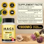 Maca Root Capsules for Women 1900mg, Red, Black & Yellow Maca with Black Pepper, Vegan, Support Energy, Hormone Balance, Menstrual, 60 Capsules - Image 4