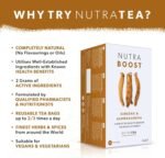 Nutra Tea NUTRABOOST - Energy Tea - Herbal Energy Boost Tea - Helps With Tiredness And Fatigue -Includes Green Tea, Ginseng & Ashwagandha - 20 Individual Wrapped Bags - Herbal Infusion (1 Pack) - Image 4