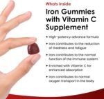 Iron Gummies with Vitamin C for Added Absorption - 60 Gummies for Women & Men - Real Fruit Juice (1 Month Supply) Iron Supplements Tasty Alternative to Tablets 14mg Per Serving - Image 3