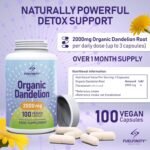 Organic Dandelion Root Capsules - 2000mg - 100 Capsules - High Strength for Bloating & Water Retention- Fluid Balance with High Absorption- Supports Liver Detox & Fluid Balance - FuelFinity® - Vegan - Image 3